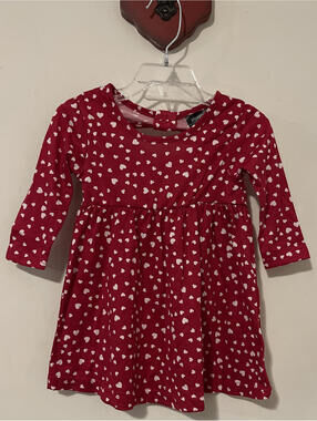 Picapino Girls 12 Months Red Heart-Print Stretchy Pull-On Dress! A6228